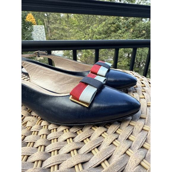 Allen Edmonds Fergie Women’s 8 AA Slingback Pumps Navy Vintage USA made 40s 50s - Picture 6 of 16